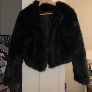 Naked Wadrobe Crop Faux Fur Jacket sz S